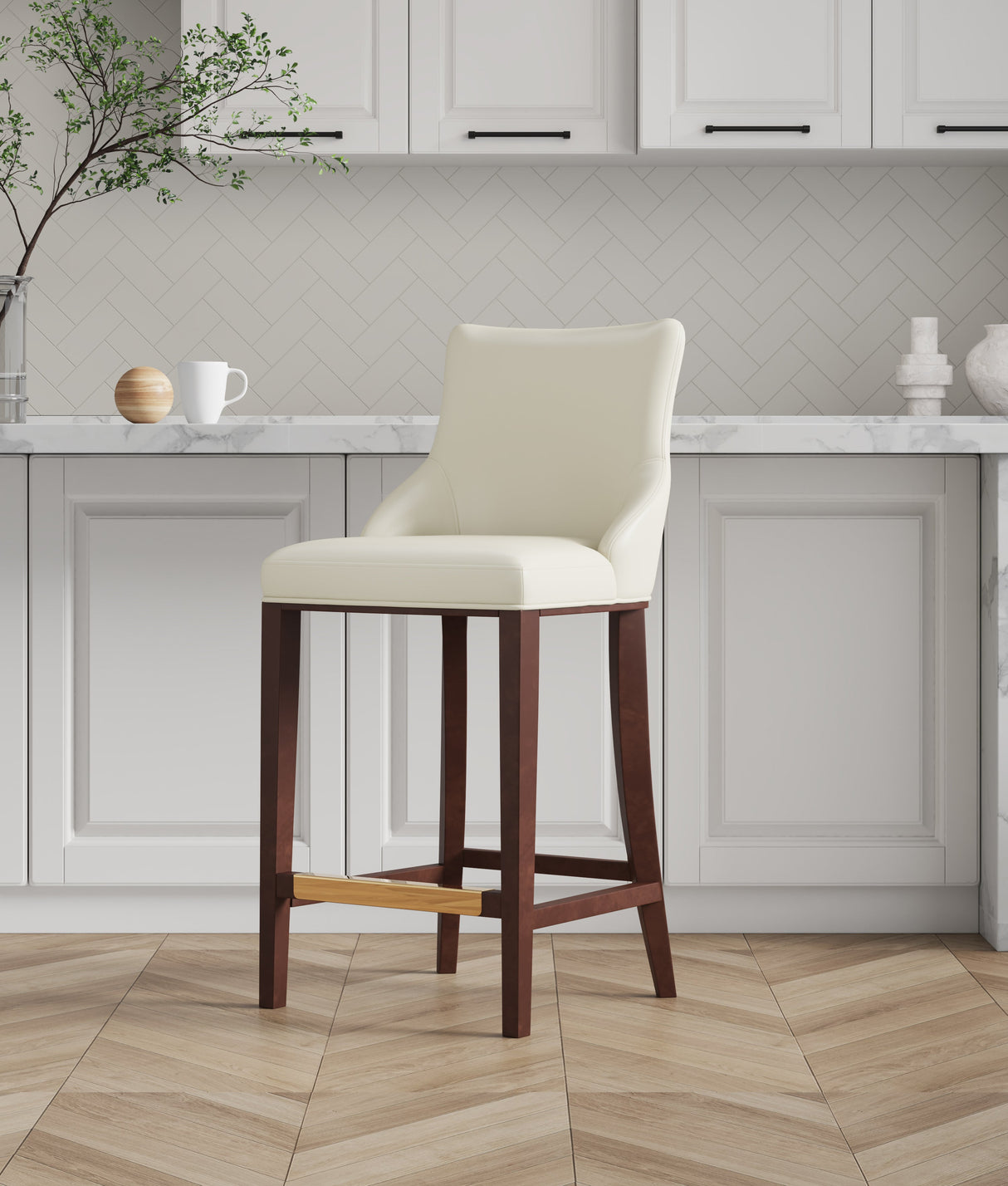 Shubert Barstool in Ivory by Manhattan Comfort at Eve Furniture