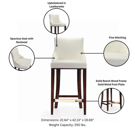Shubert Barstool in Ivory by Manhattan Comfort at Eve Furniture