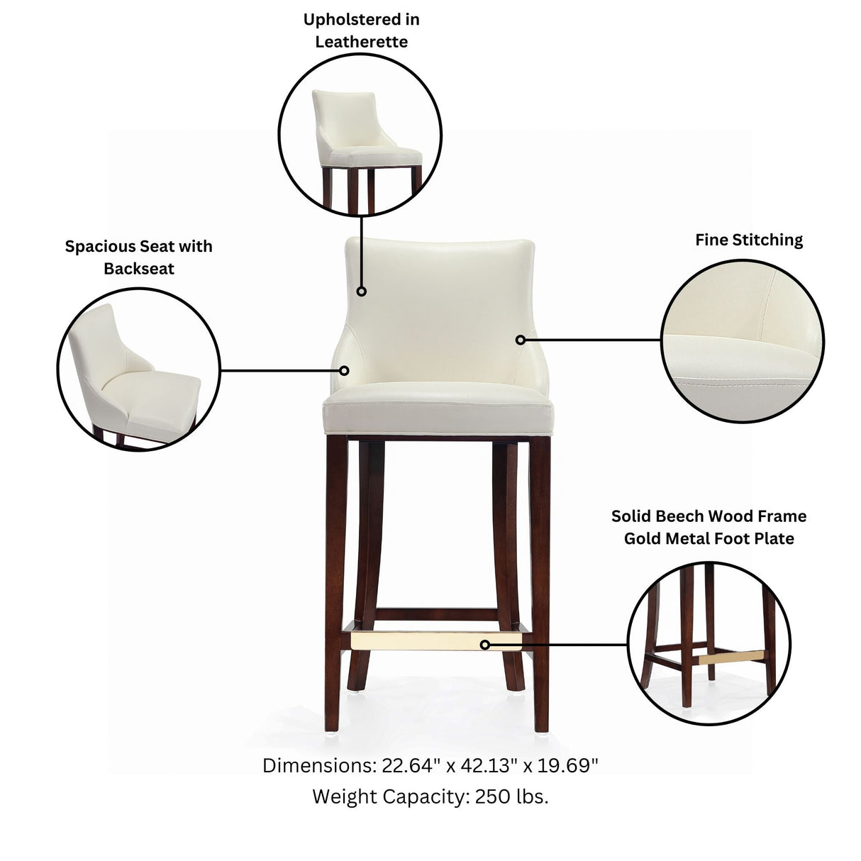 Shubert Barstool in Ivory (set of 2) by Manhattan Comfort at Eve Furniture