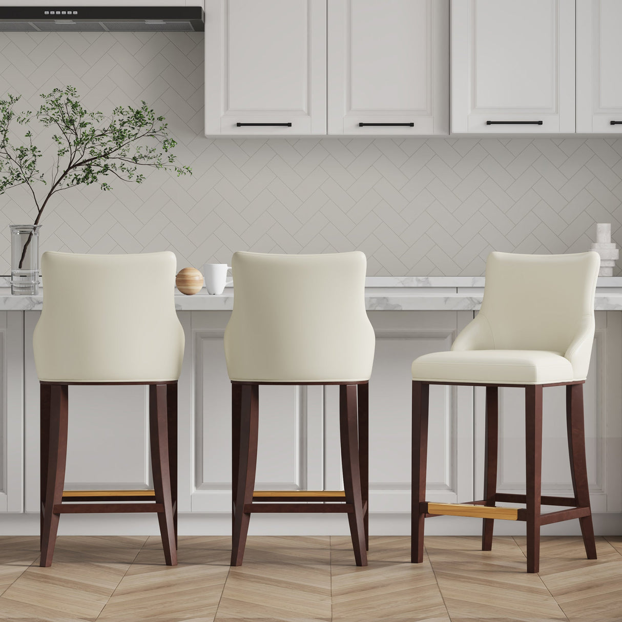 Shubert Barstool in Ivory (set of 3) by Manhattan Comfort at Eve Furniture