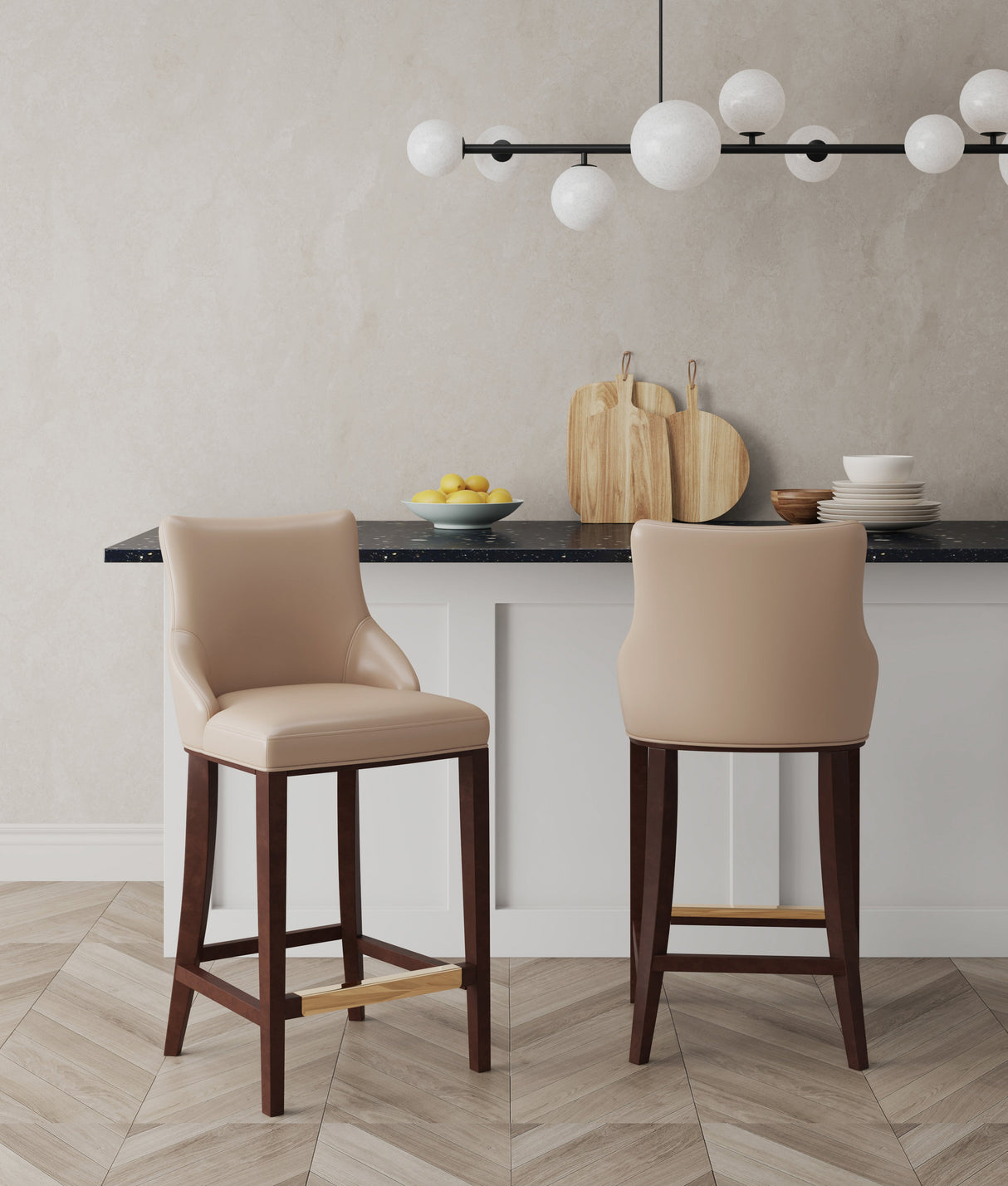Shubert Barstool in Tan (set of 2) by Manhattan Comfort at Eve Furniture