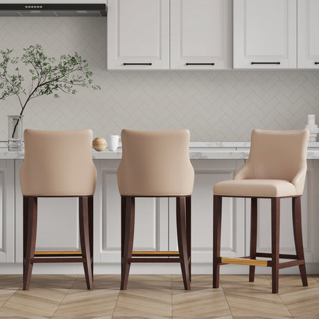 Shubert Barstool in Tan (set of 3) by Manhattan Comfort at Eve Furniture