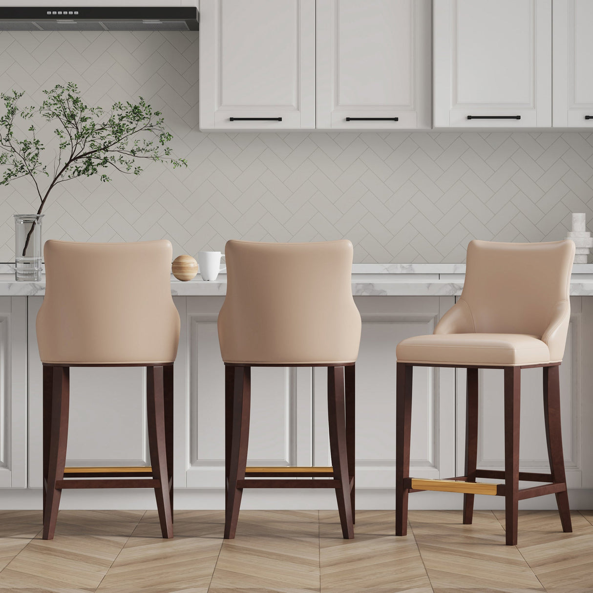 Shubert Barstool in Tan (set of 3) by Manhattan Comfort at Eve Furniture