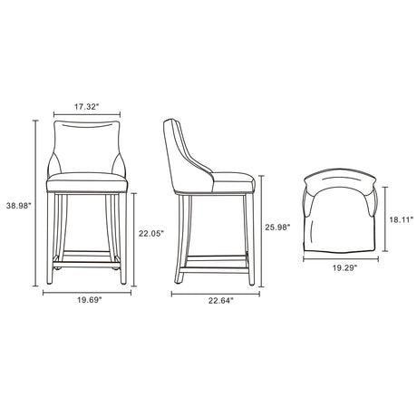 Shubert Counter Stool in Dark Taupe by Manhattan Comfort at Eve Furniture