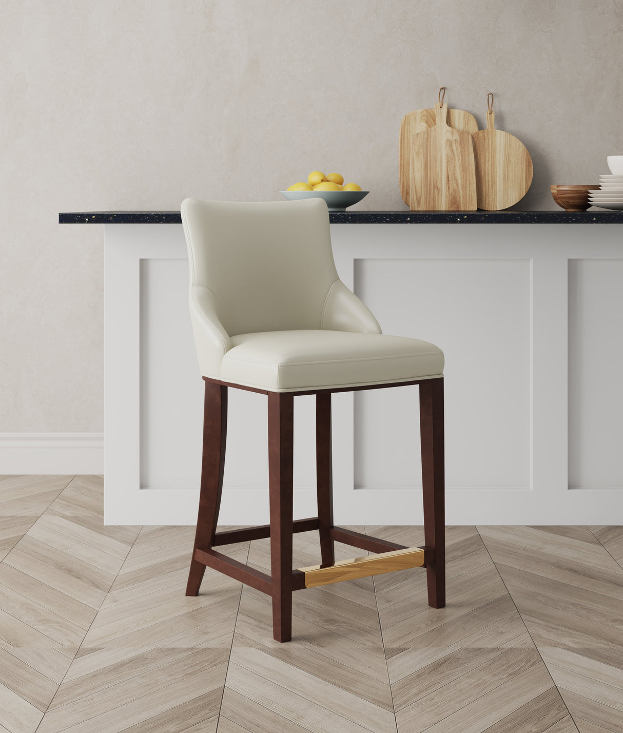 Shubert Counter Stool in Ivory by Manhattan Comfort at Eve Furniture