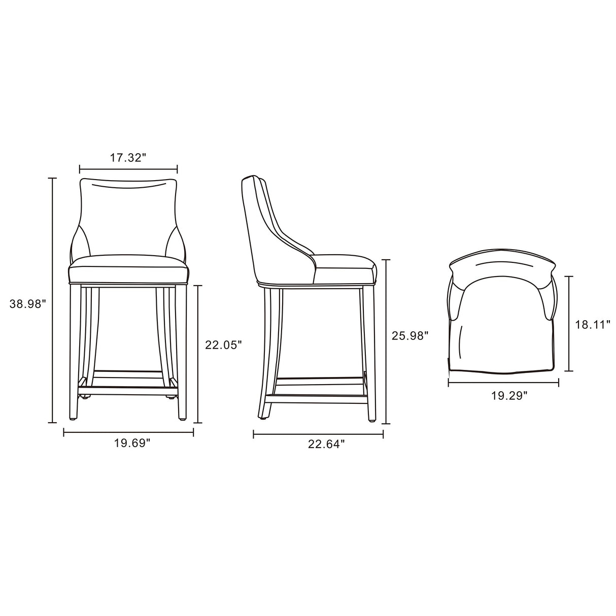 Shubert Counter Stool in Ivory by Manhattan Comfort at Eve Furniture