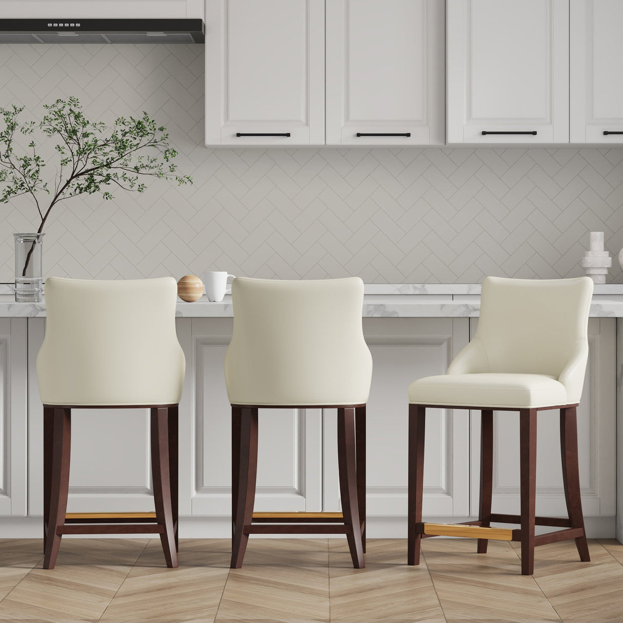Shubert Counter Stool in Ivory (set of 3) by Manhattan Comfort at Eve Furniture