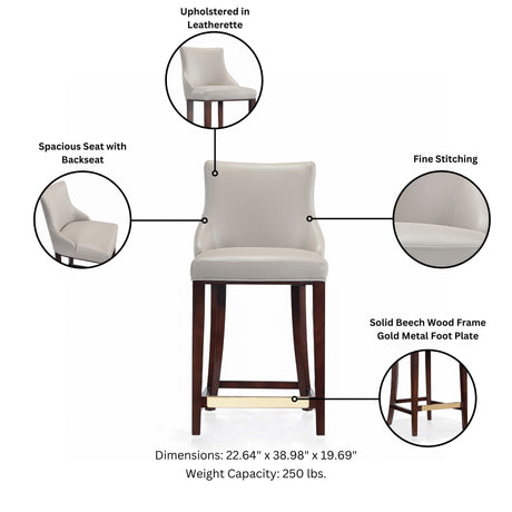 Shubert Counter Stool in Light Grey (set of 2) by Manhattan Comfort at Eve Furniture