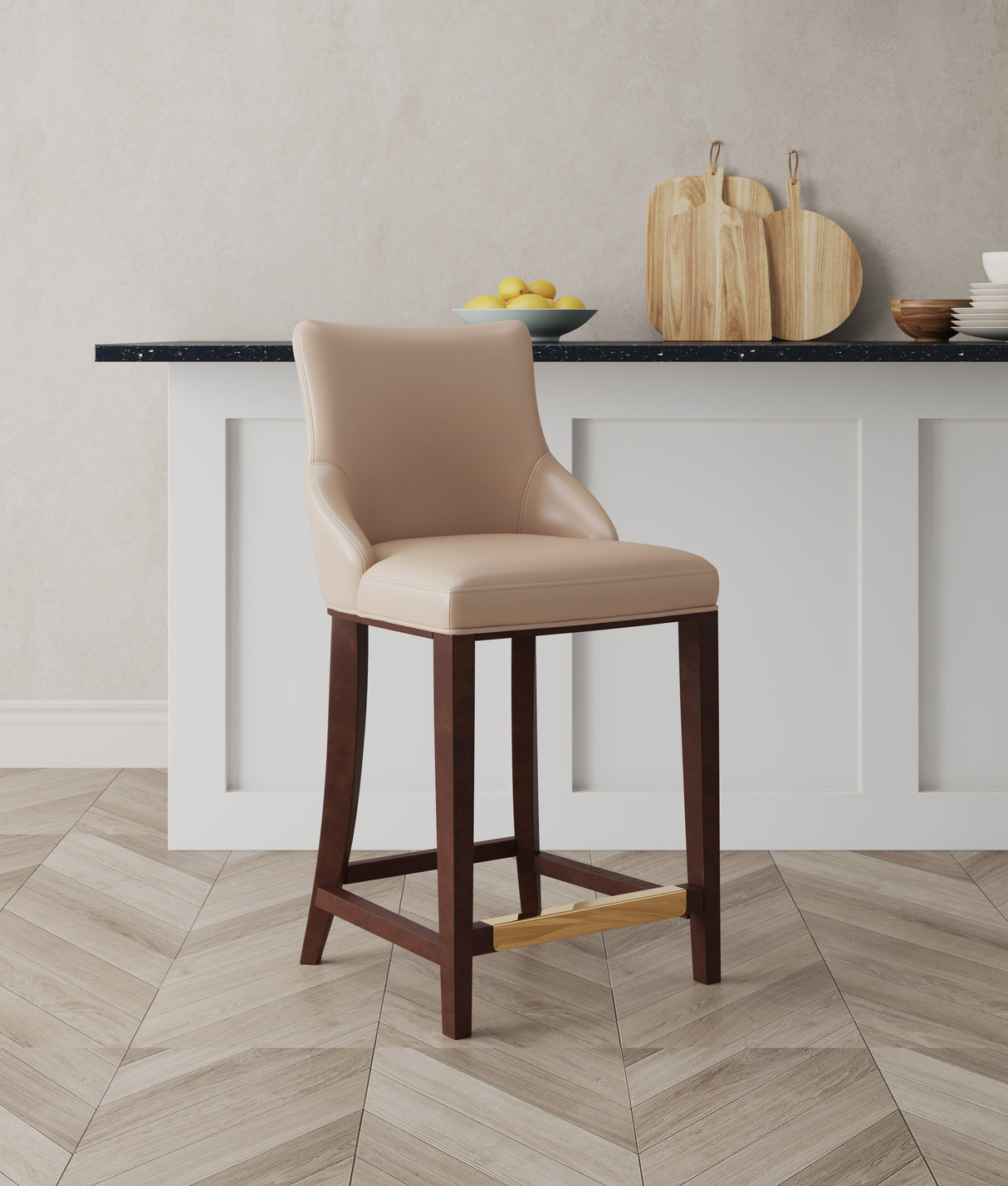 Shubert Counter Stool in Tan by Manhattan Comfort at Eve Furniture