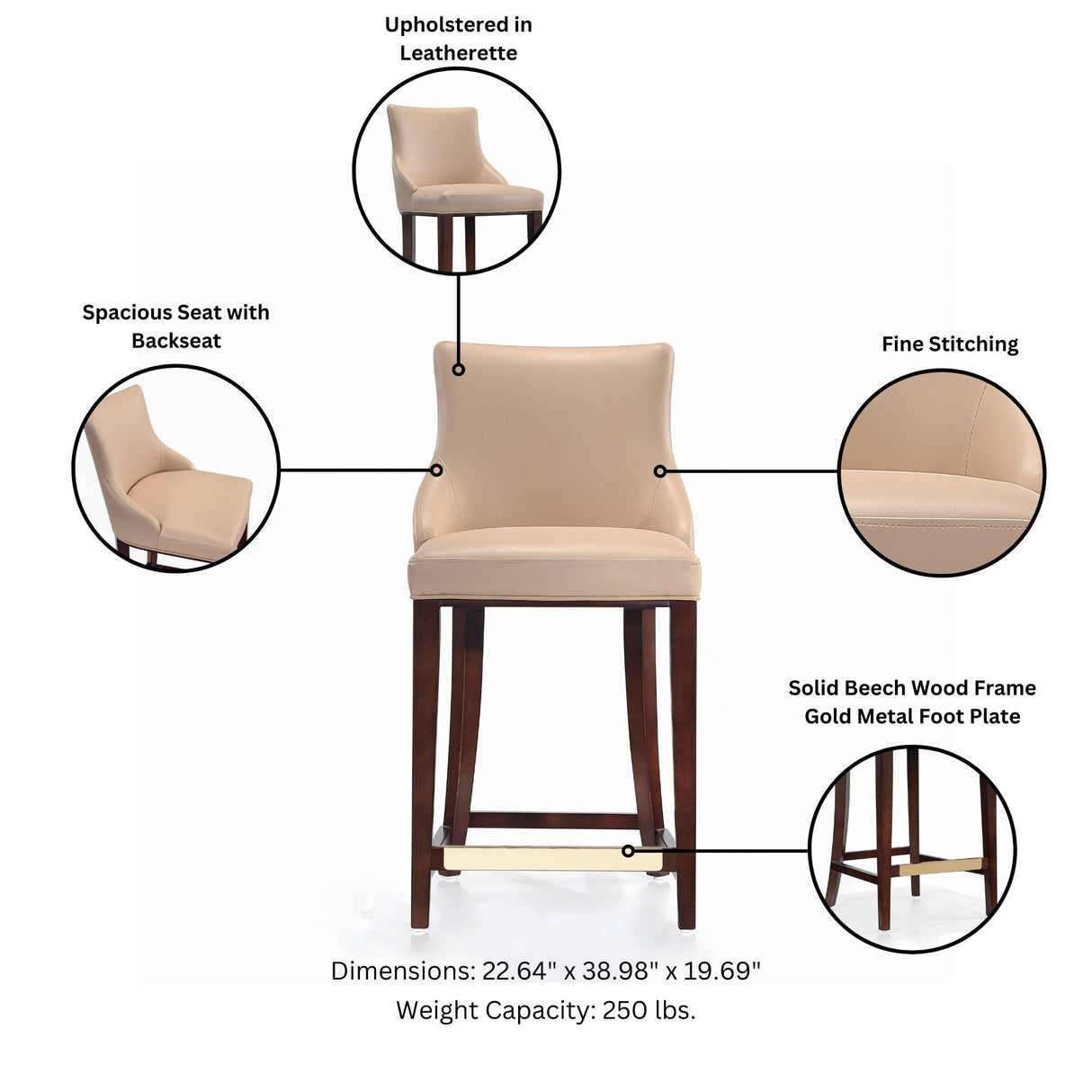 Shubert Counter Stool in Tan (Set of 2) by Manhattan Comfort at Eve Furniture