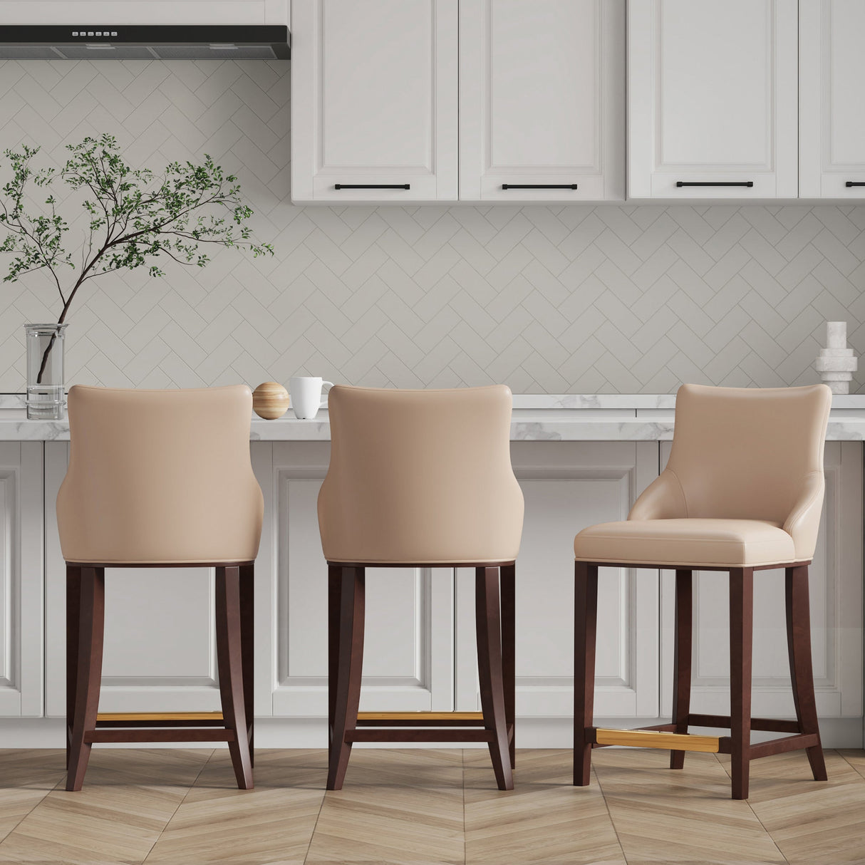 Shubert Counter Stool in Tan (set of 3) by Manhattan Comfort at Eve Furniture