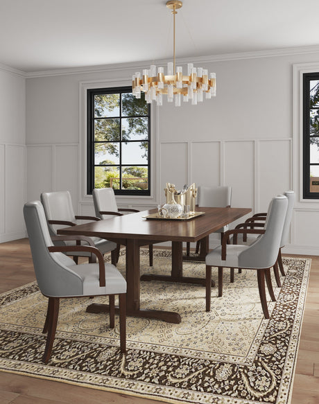 Shubert Faux Leather and Velvet Dining Armchair in Light Grey by Manhattan Comfort at Eve Furniture