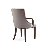 Shubert Faux Leather and Velvet Dining Armchair in Light Grey by Manhattan Comfort at Eve Furniture