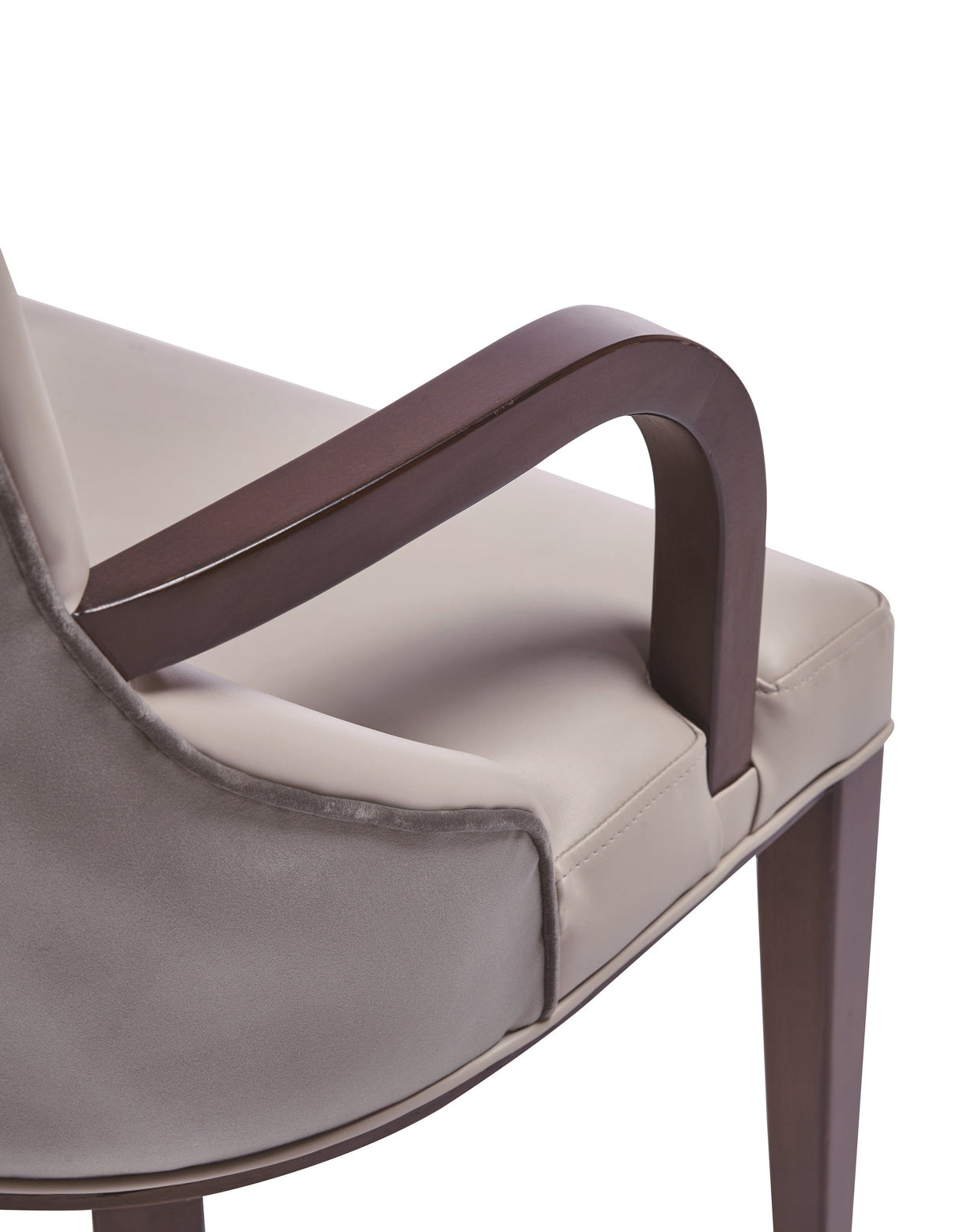 Shubert Faux Leather and Velvet Dining Armchair in Light Grey by Manhattan Comfort at Eve Furniture