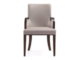 Shubert Faux Leather and Velvet Dining Armchair in Light Grey by Manhattan Comfort at Eve Furniture