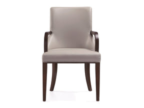 Shubert Faux Leather and Velvet Dining Armchair in Light Grey by Manhattan Comfort at Eve Furniture