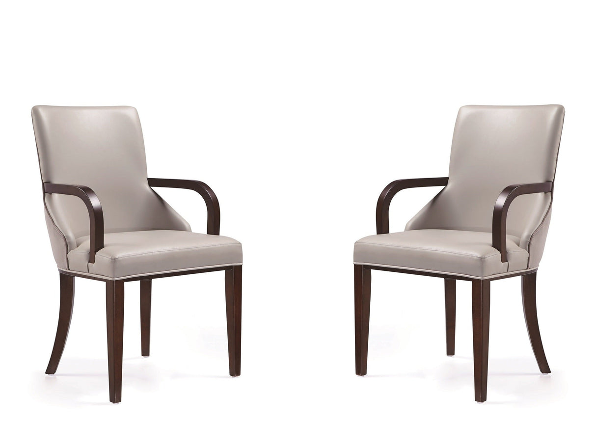 Shubert Faux Leather and Velvet Dining Armchair in Light Grey (set of 2) by Manhattan Comfort at Eve Furniture