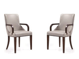 Shubert Faux Leather and Velvet Dining Armchair in Light Grey (set of 2) by Manhattan Comfort at Eve Furniture