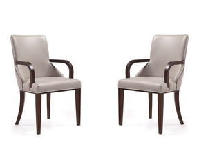 Shubert Faux Leather and Velvet Dining Armchair in Light Grey (set of 2) by Manhattan Comfort at Eve Furniture