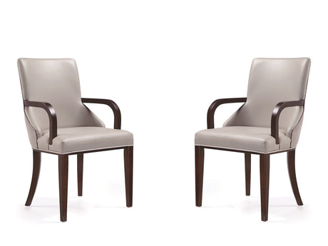 Shubert Faux Leather and Velvet Dining Armchair in Light Grey (set of 2) by Manhattan Comfort at Eve Furniture