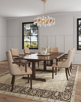 Shubert Faux Leather and Velvet Dining Armchair in Tan by Manhattan Comfort at Eve Furniture