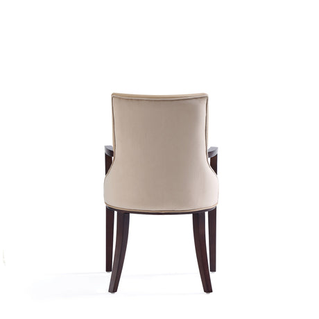 Shubert Faux Leather and Velvet Dining Armchair in Tan by Manhattan Comfort at Eve Furniture