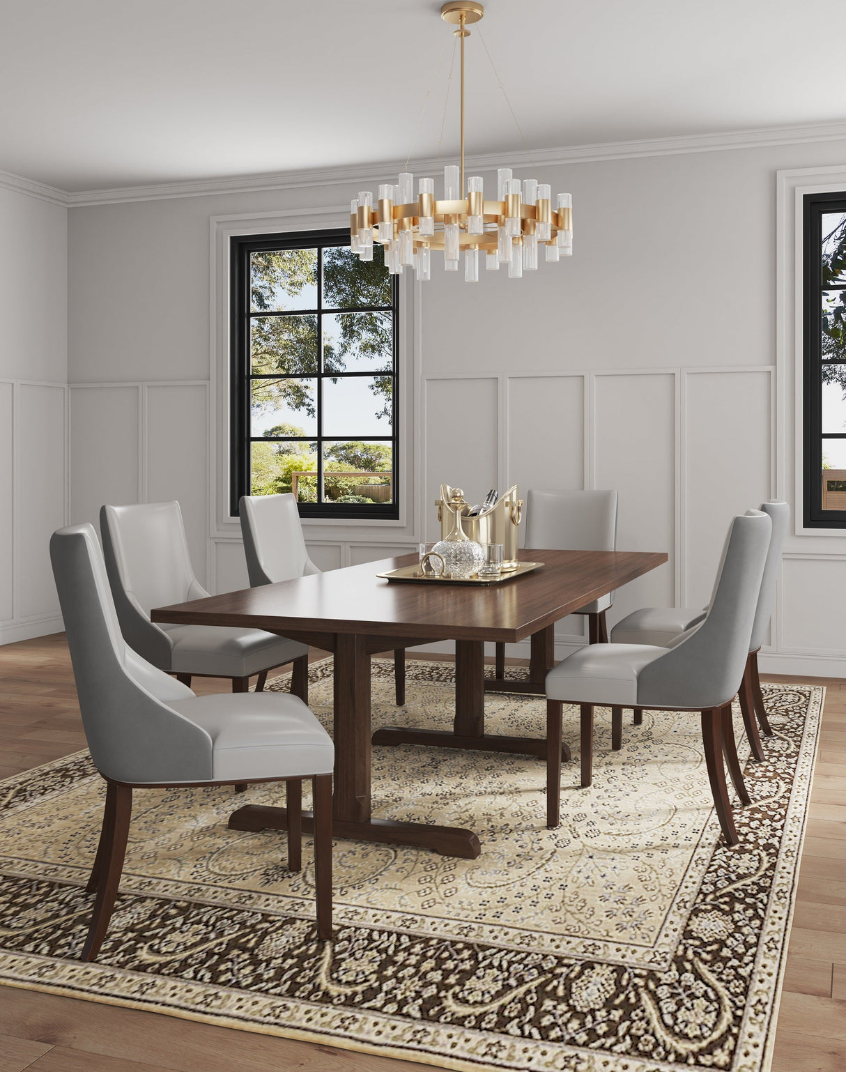 Shubert Faux Leather and Velvet Dining Chair in Light Grey (set of 2) by Manhattan Comfort at Eve Furniture