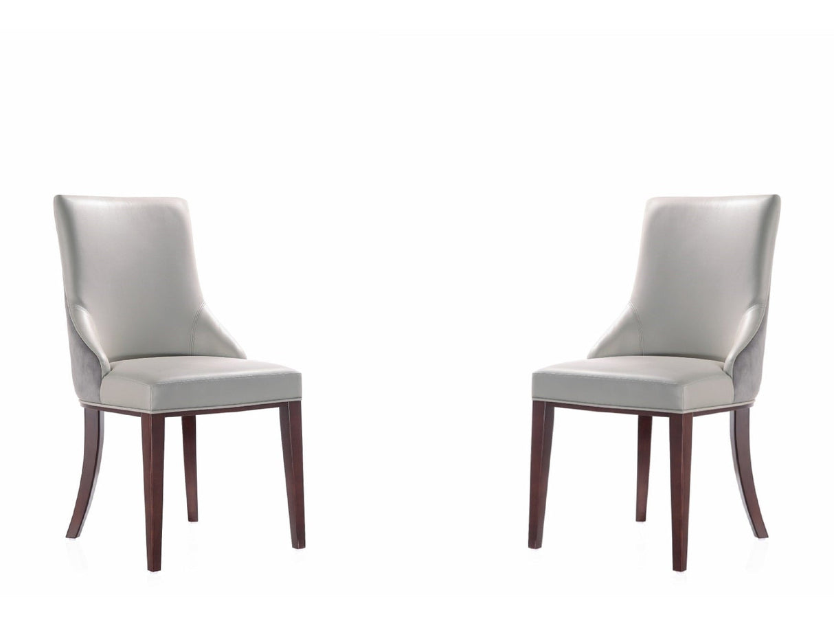 Shubert Faux Leather and Velvet Dining Chair in Light Grey (set of 2) by Manhattan Comfort at Eve Furniture