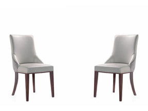 Shubert Faux Leather and Velvet Dining Chair in Light Grey (set of 2) by Manhattan Comfort at Eve Furniture