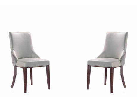 Shubert Faux Leather and Velvet Dining Chair in Light Grey (set of 2) by Manhattan Comfort at Eve Furniture