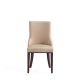 Shubert Faux Leather and Velvet Dining Chair in Tan (set of 2) by Manhattan Comfort at Eve Furniture