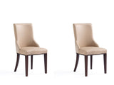Shubert Faux Leather and Velvet Dining Chair in Tan (set of 2) by Manhattan Comfort at Eve Furniture