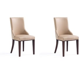 Shubert Faux Leather and Velvet Dining Chair in Tan (set of 2) by Manhattan Comfort at Eve Furniture