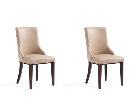Shubert Faux Leather and Velvet Dining Chair in Tan (set of 2) by Manhattan Comfort at Eve Furniture
