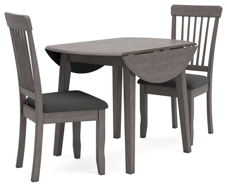 Shullden Gray Dining Table and 2 Chairs by Ashley at Eve Furniture