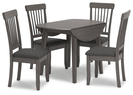Shullden Gray Dining Table and 4 Chairs by Ashley at Eve Furniture