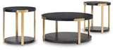 Shylore Black/Brass Finish Table (Set of 3) by Ashley at Eve Furniture