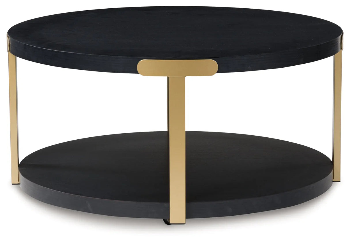 Shylore Black/Brass Finish Table (Set of 3) by Ashley at Eve Furniture