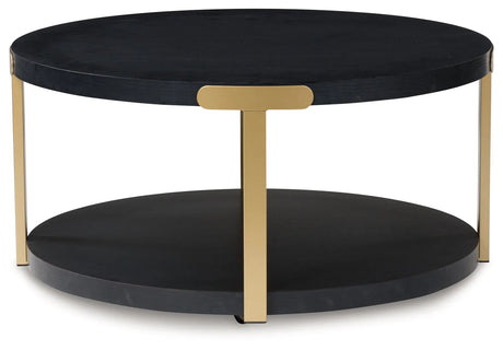 Shylore Black/Brass Finish Table (Set of 3) by Ashley at Eve Furniture