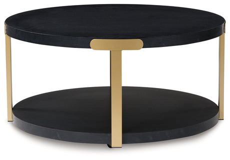 Shylore Black/Brass Finish Table (Set of 3) by Ashley at Eve Furniture