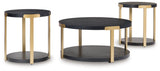Shylore Black/Brass Finish Table (Set of 3) by ASHLEY FURNITURE at Eve Furniture