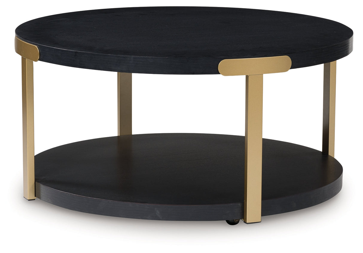 Shylore Black/Brass Finish Table (Set of 3) by ASHLEY FURNITURE at Eve Furniture