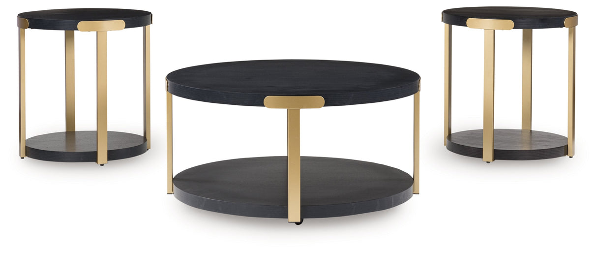 Shylore Black/Brass Finish Table (Set of 3) by ASHLEY FURNITURE at Eve Furniture