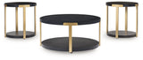 Shylore Black/Brass Finish Table (Set of 3) by ASHLEY FURNITURE at Eve Furniture