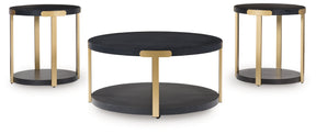 Shylore Black/Brass Finish Table (Set of 3) by ASHLEY FURNITURE at Eve Furniture
