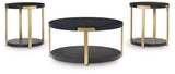 Shylore Black/Brass Finish Table (Set of 3) by Ashley at Eve Furniture