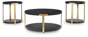 Shylore Black/Brass Finish Table (Set of 3) by Ashley at Eve Furniture