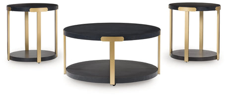 Shylore Black/Brass Finish Table (Set of 3) by Ashley at Eve Furniture