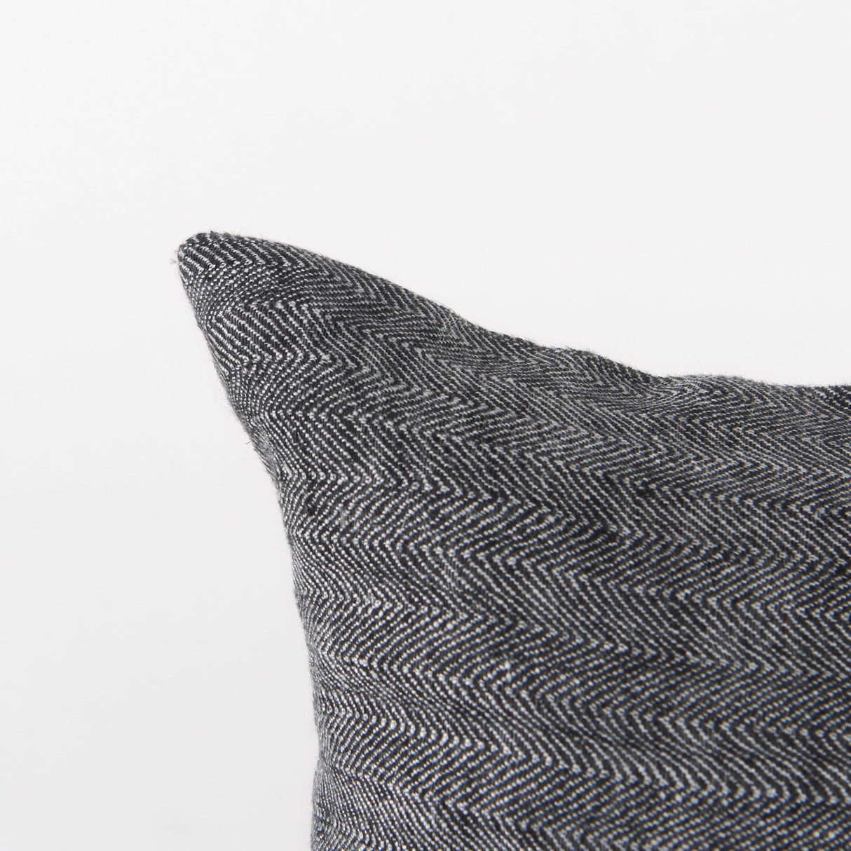 Sibyl Black Fabric Striped and White Fringed Decorative Pillow Cover by Mercana at Eve Furniture