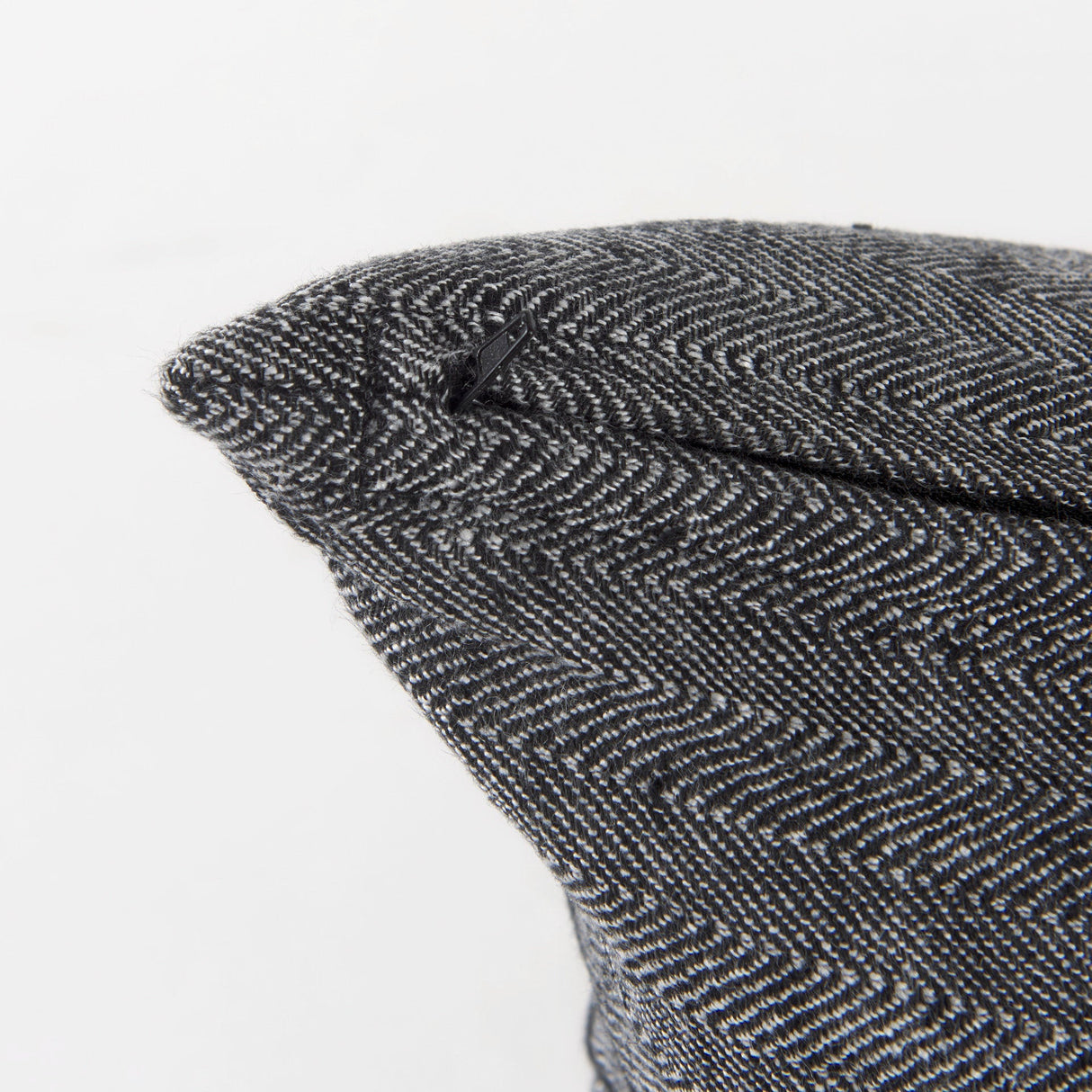 Sibyl Black Fabric Striped and White Fringed Decorative Pillow Cover by Mercana at Eve Furniture